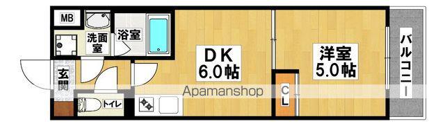 ARCA堺綾之町(1DK/4階)の間取り写真