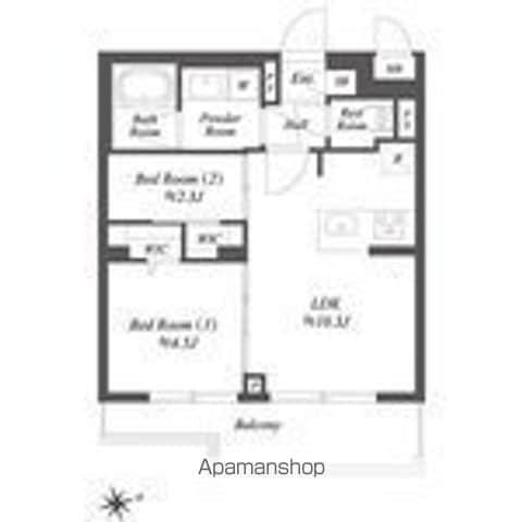 ブランシエスタ用賀(2LDK/3階)の間取り写真