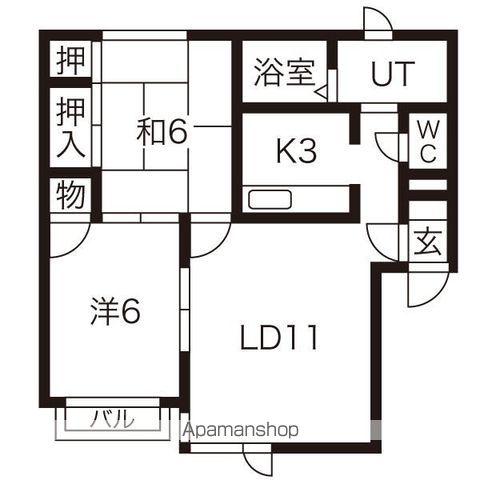 エクセレント橘Ⅱ(2LDK/1階)の間取り写真