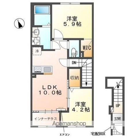  野田市上花輪アパート(2LDK/2階)の間取り写真