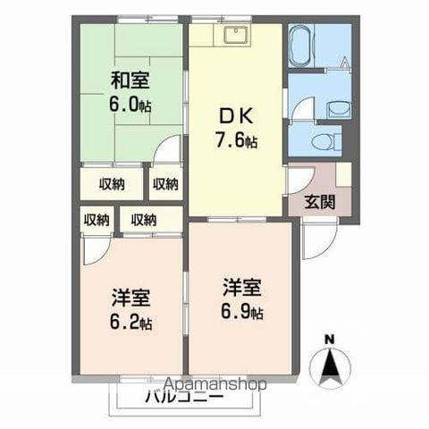 フレグランス南久米C棟(3DK/2階)の間取り写真