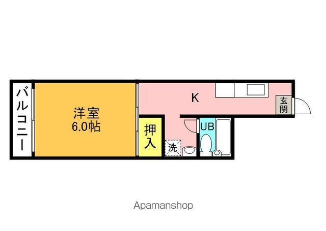 鳴門線 鳴門駅 徒歩6分 2階建 築36年(1K/1階)の間取り写真