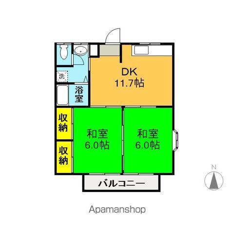 クワハイム(2DK/1階)の間取り写真