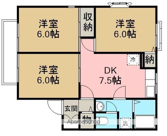 リヴェール高沢A(3DK/1階)の間取り写真