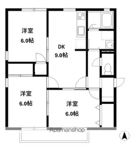 ハイカムール古川(3DK/2階)の間取り写真