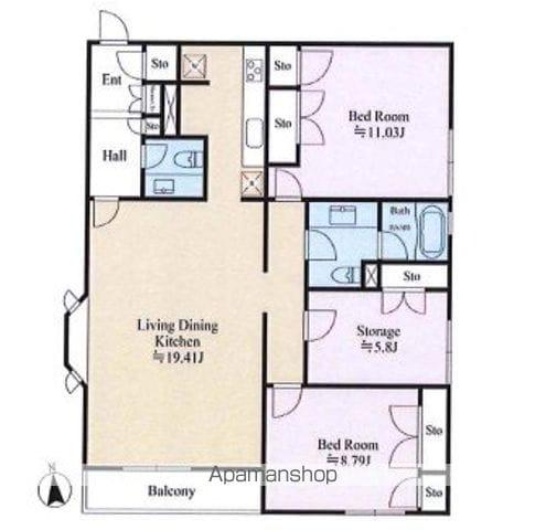 メゾン・ラ・フォンテーヌ(2SLDK/1階)の間取り写真