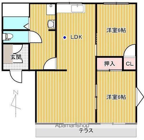 メゾンひうち(2LDK/1階)の間取り写真