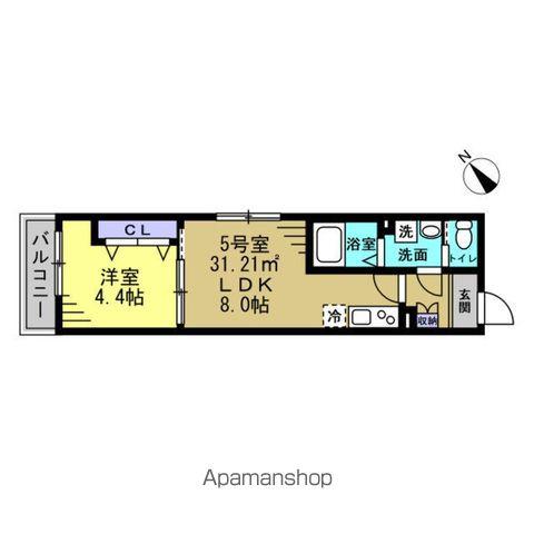 エスポワール南柏(1LDK/2階)の間取り写真