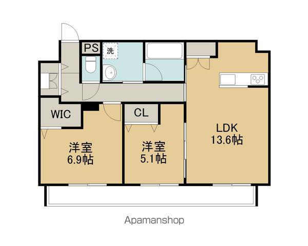 ジュノール千歳真々地(2LDK/4階)の間取り写真