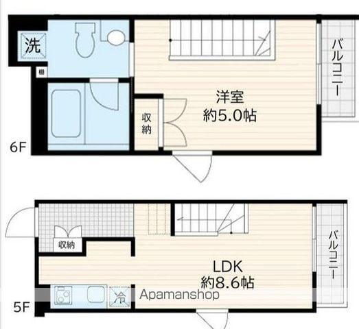 FULLEA若松河田(1LDK/4階)の間取り写真