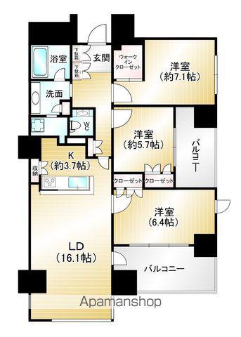 グランドメゾン百道浜オーシャン&フォレスト(3LDK/10階)の間取り写真
