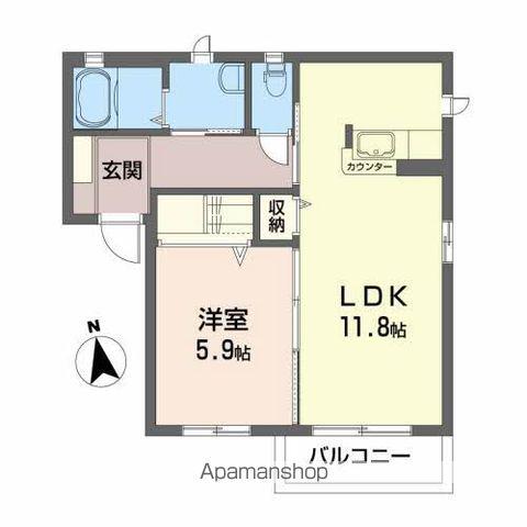 ジャルダン・ド・シエル ドゥ(1LDK/2階)の間取り写真