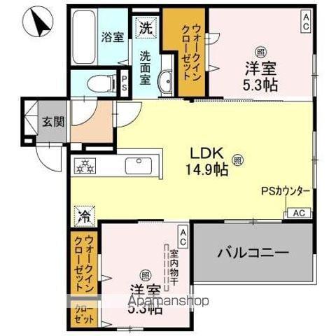 パサログランデ三条通(2LDK/2階)の間取り写真