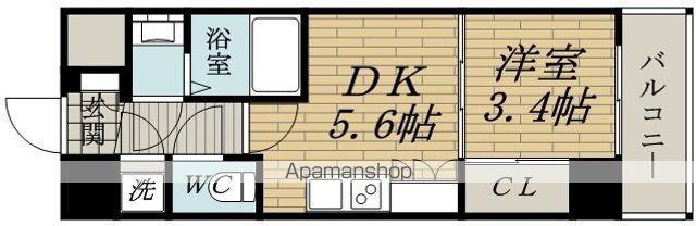 セレニテ新大阪カルム(1DK/13階)の間取り写真