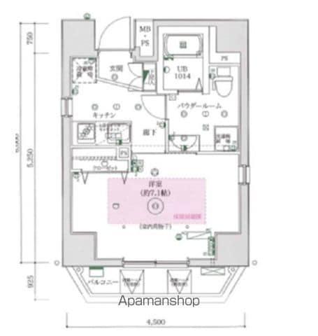 フェルクルールプレスト文京湯島(1K/6階)の間取り写真