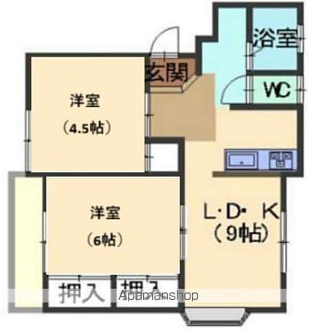 シティハイツJOYFULB(2DK/1階)の間取り写真