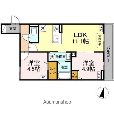 セレスティア若宮(2LDK/3階)の間取り写真