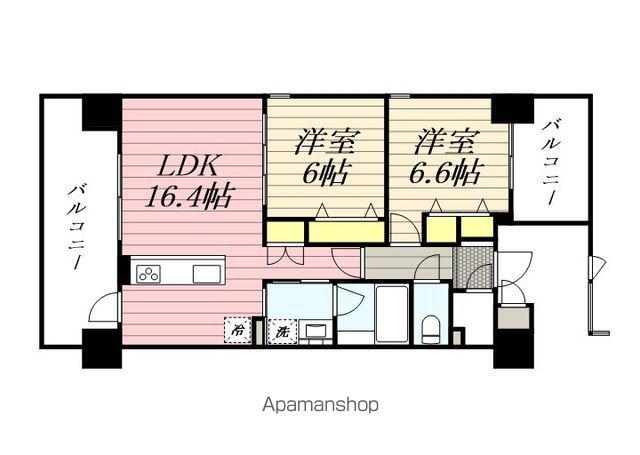 TONOクリスタル上人橋(2LDK/6階)の間取り写真