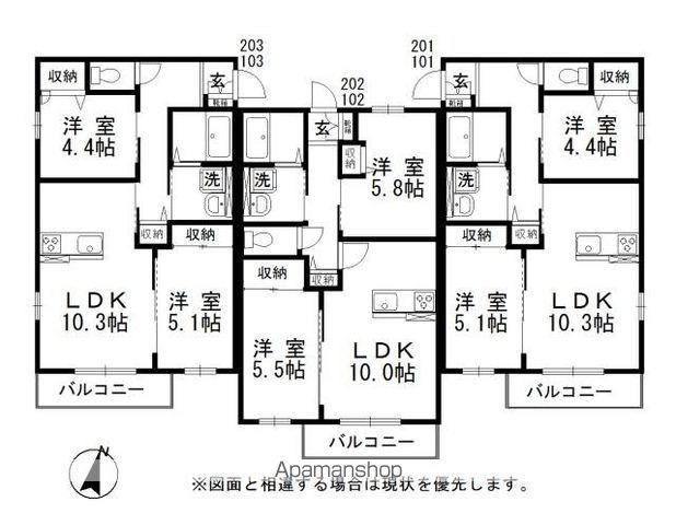 ウィズハイムMIYUKIⅡ(2LDK/1階)の間取り写真