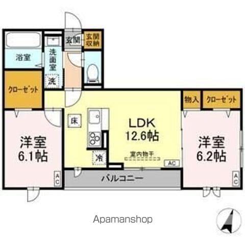 ビューテラスⅡ(2LDK/1階)の間取り写真