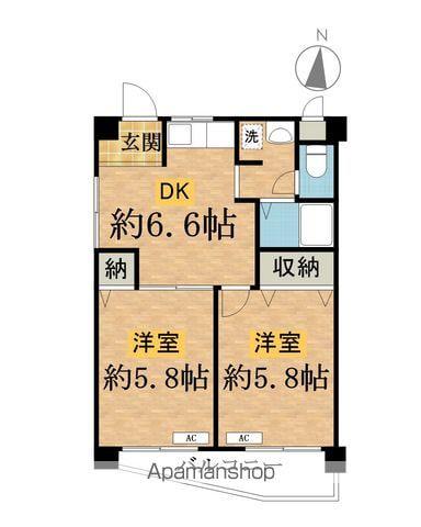 松栄ビル(2DK/2階)の間取り写真