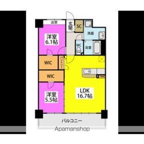ビオネ美野島(2LDK/8階)の間取り写真