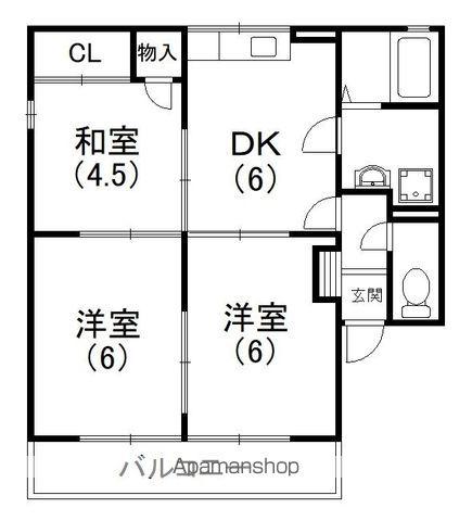 プリシェール(3DK/2階)の間取り写真