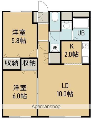 ピュアパレス川原(2LDK/2階)の間取り写真
