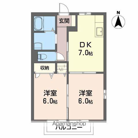 ピースフル(2DK/1階)の間取り写真