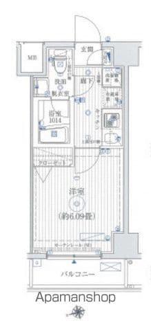 リライア東京イーストレジデンス(1K/1階)の間取り写真