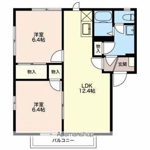 フレグランスヴェルジェAB(2LDK/2階)の間取り写真