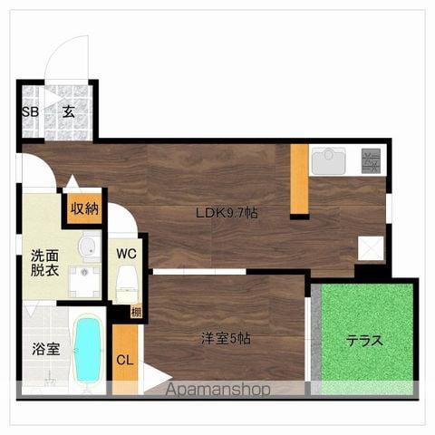 DREAMSTAGE姪浜南CALMA(1DK/1階)の間取り写真