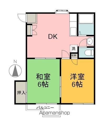 メゾンドU(2DK/2階)の間取り写真