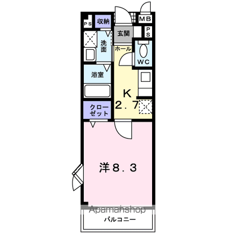 モン・マリーノⅡ(1K/2階)の間取り写真