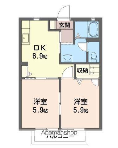 コートスクエアA(2K/2階)の間取り写真