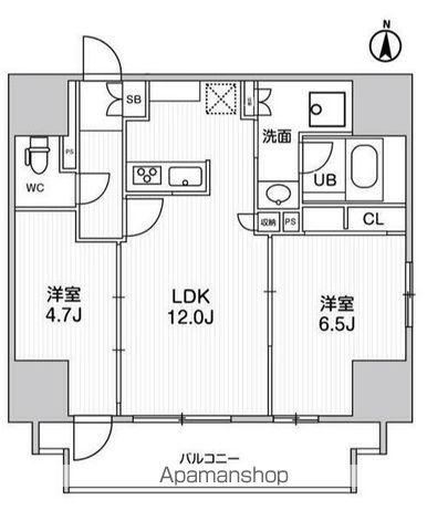 エスタート入谷2(2LDK/13階)の間取り写真