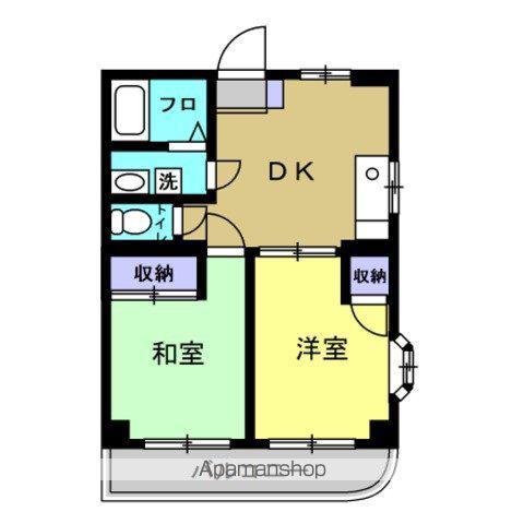 ドゥエル川幡(2DK/3階)の間取り写真