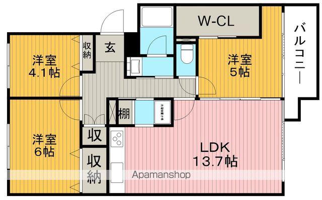 北緑丘第418号棟(3LDK/5階)の間取り写真