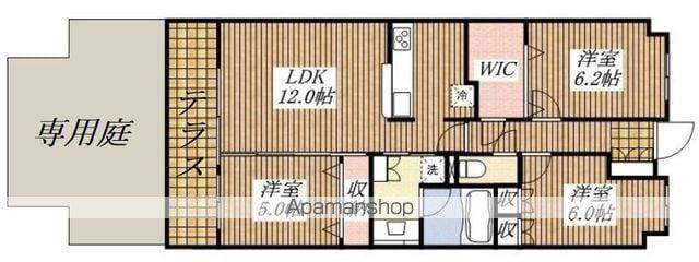 プラウド立川トレサージュ(3LDK/1階)の間取り写真