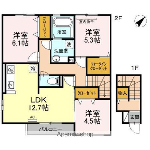 ルークス瀬戸 A棟(3LDK/2階)の間取り写真