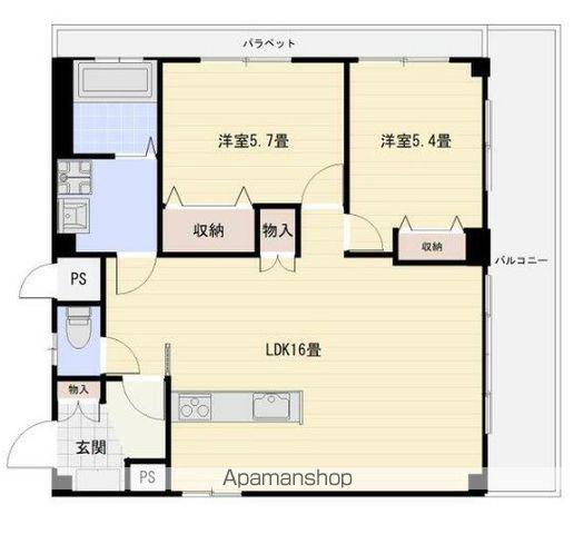 ユニバース八柱(2LDK/4階)の間取り写真