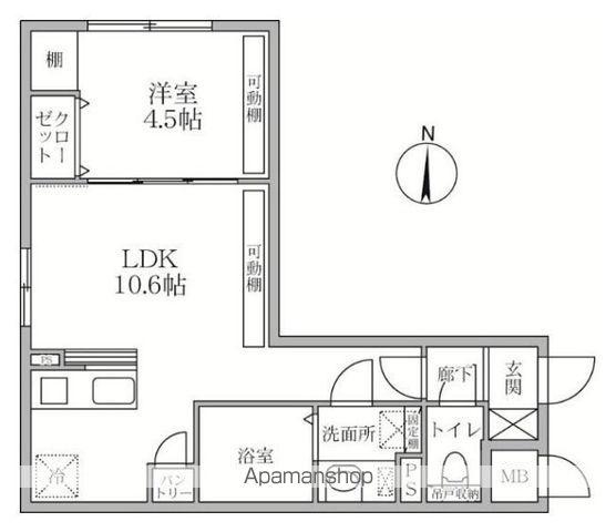 ラヴィエール島&MEW(1LDK/2階)の間取り写真