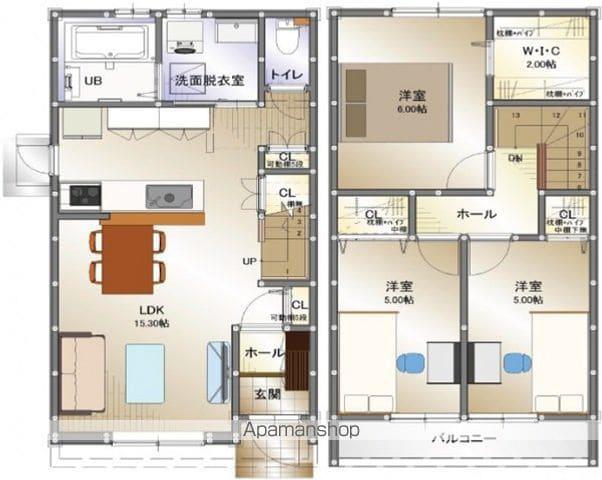 広島電鉄宮島線 楽々園駅 徒歩3分 2階建 築4年(3LDK)の間取り写真
