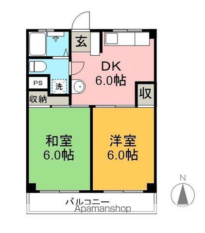 西川マンション(2DK/3階)の間取り写真