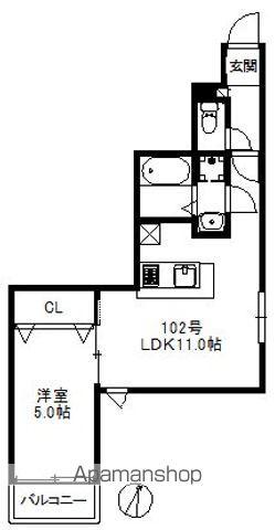 RINX 姪浜(1LDK/1階)の間取り写真