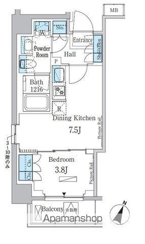 パークアクシス大塚サウスレジデンス(1DK/1階)の間取り写真