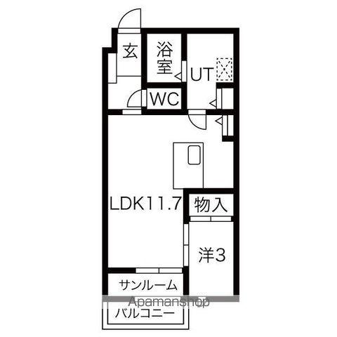 VERIOUS8(1LDK/1階)の間取り写真