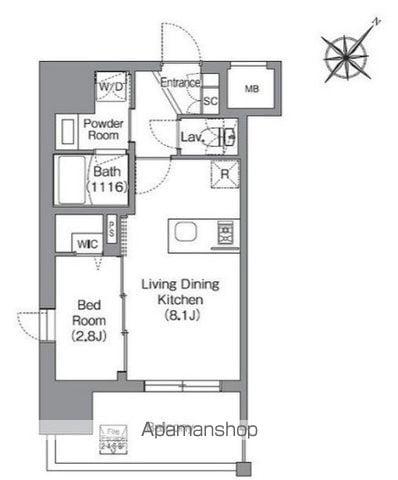 SEASON FLATS渡辺通(1LDK/4階)の間取り写真