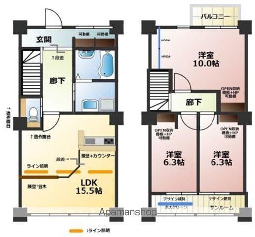 五条ビル(3LDK)の間取り写真