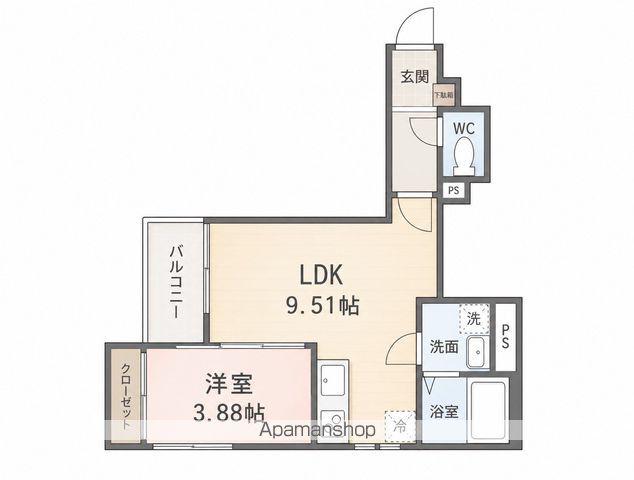 クレシア折尾(1LDK/2階)の間取り写真